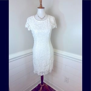 LuLu’s White Floral Lace Open Back Dress M (jrs.) FREE SHIP